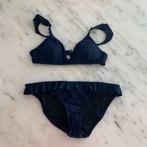 J Crew Ruffle Shoulder Bikini Set
